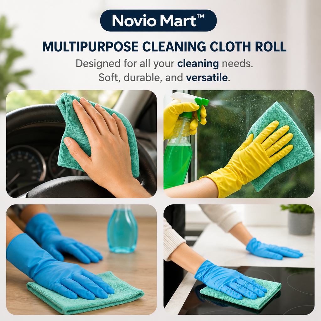 Microfiber Cleaning Cloth Roll 20 Pcs | Reusable, Washable, Lint-Free & Ultra Absorbent Kitchen Cleaning Towels – Sea Green, 25 × 25 cm