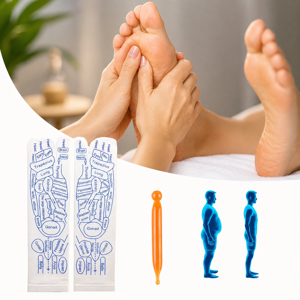 Reflexology Socks with Trigger Point Massage Tool | Acupressure Foot Massage Socks with Reflexology Chart for Women & Men – 1 Pair