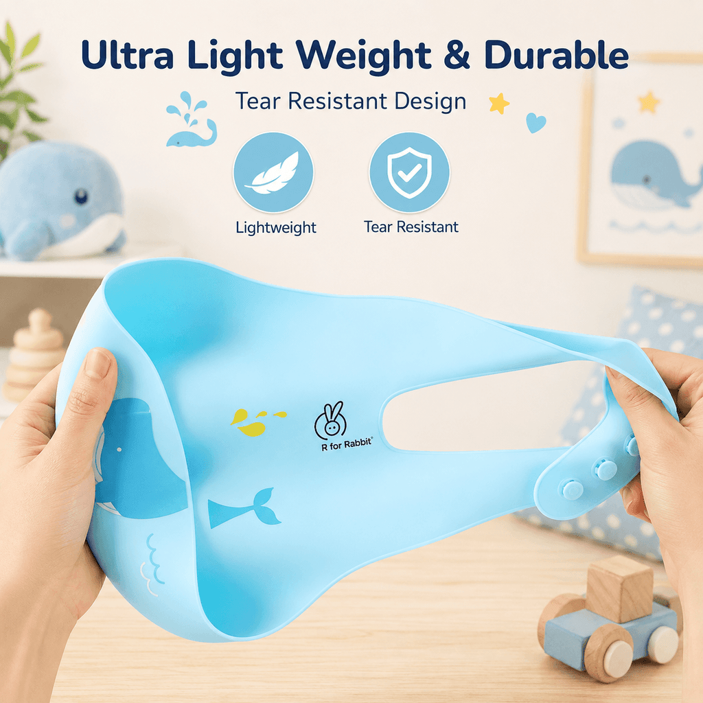Silicone Bib for Baby Food Feeding | BPA Free Adjustable Waterproof Bib with Built-in Food Pocket for Babies 6 to 36 Months