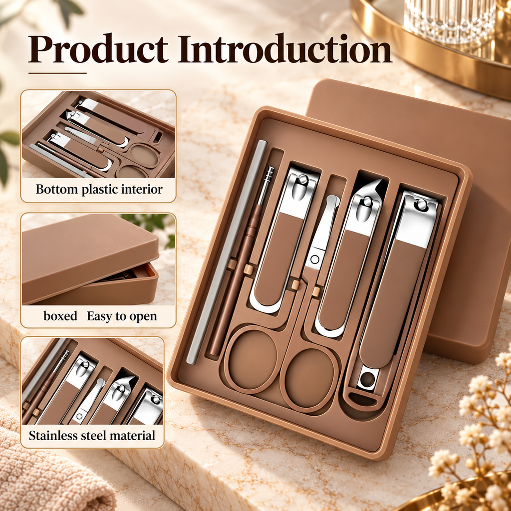 6-in-1 Manicure Set Nail Clipper Kit with Travel Case | Stainless Steel Nail Clippers, Cuticle Grooming Tools, Scissors & Tweezers for Men and Women