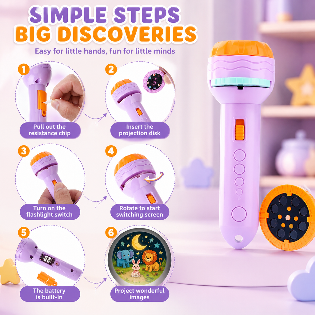 RRR Collection Kids Projection Flashlight Toy | Story Projector Torch with Picture Slides | Educational Learning Toy for Boys & Girls 3+ Years