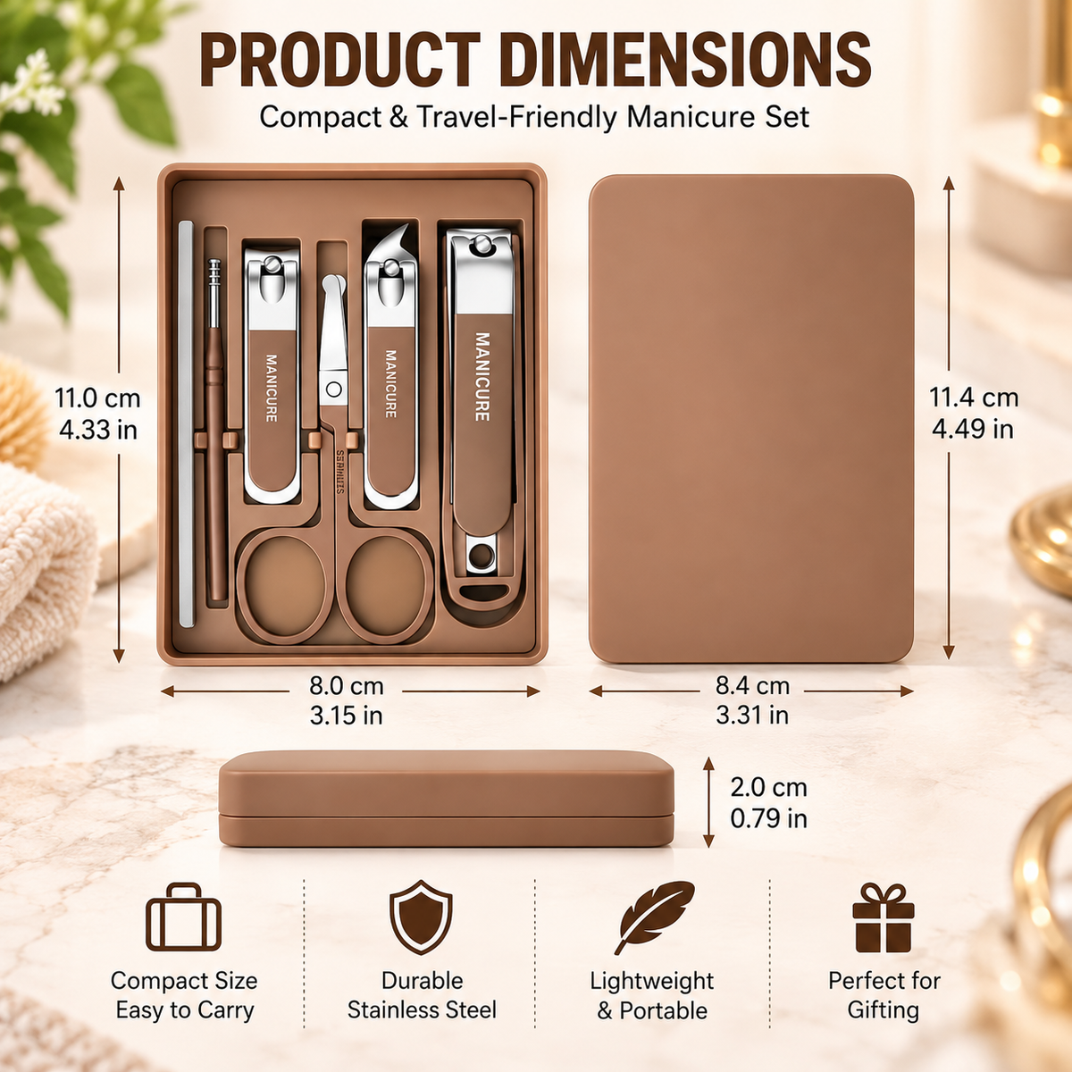 6-in-1 Manicure Set Nail Clipper Kit with Travel Case | Stainless Steel Nail Clippers, Cuticle Grooming Tools, Scissors & Tweezers for Men and Women