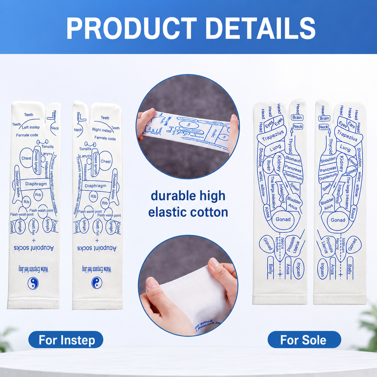 Reflexology Socks with Trigger Point Massage Tool | Acupressure Foot Massage Socks with Reflexology Chart for Women & Men – 1 Pair