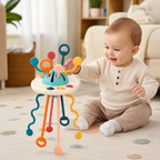 Interactive UFO Silicone Pull String Learning Toy for Kids | Baby Sensory Travel & Teething Toy for 6–18 Months