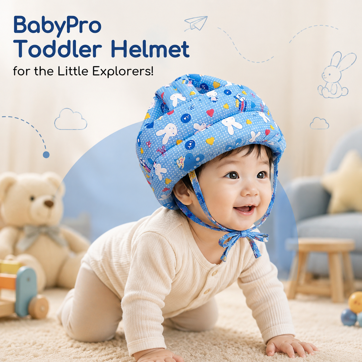 Baby Head Safety Helmet for 6 Months to 2 Years | Adjustable Lightweight Padded Head Protector for Infants