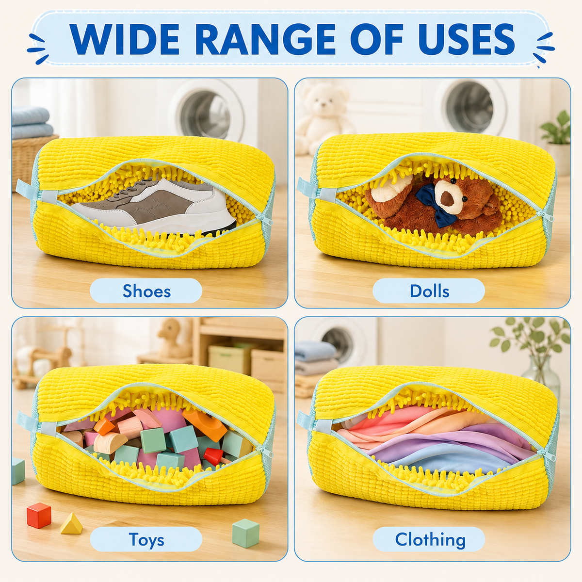 Shoe Washing Machine Bag for Sneakers & Delicate Shoes | Reusable Laundry Shoe Bag with Durable Zipper Mesh, 360° Deep Cleaning – Yellow