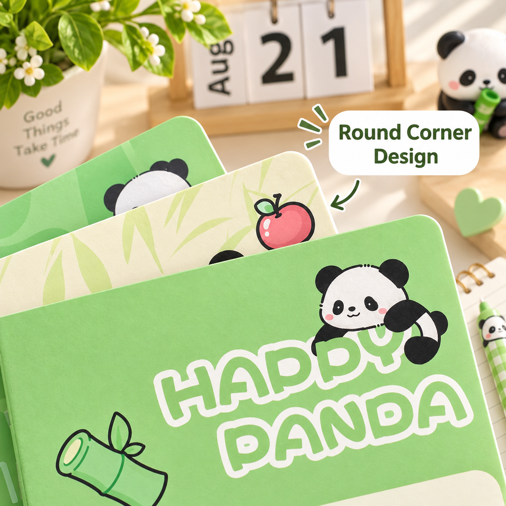 A5 Panda Theme Notebook Set of 4 | 60 Pages Ruled Notebook with 22 Lines per Page | Cute Panda Writing Notebook for School, Journaling, Notes & Diary