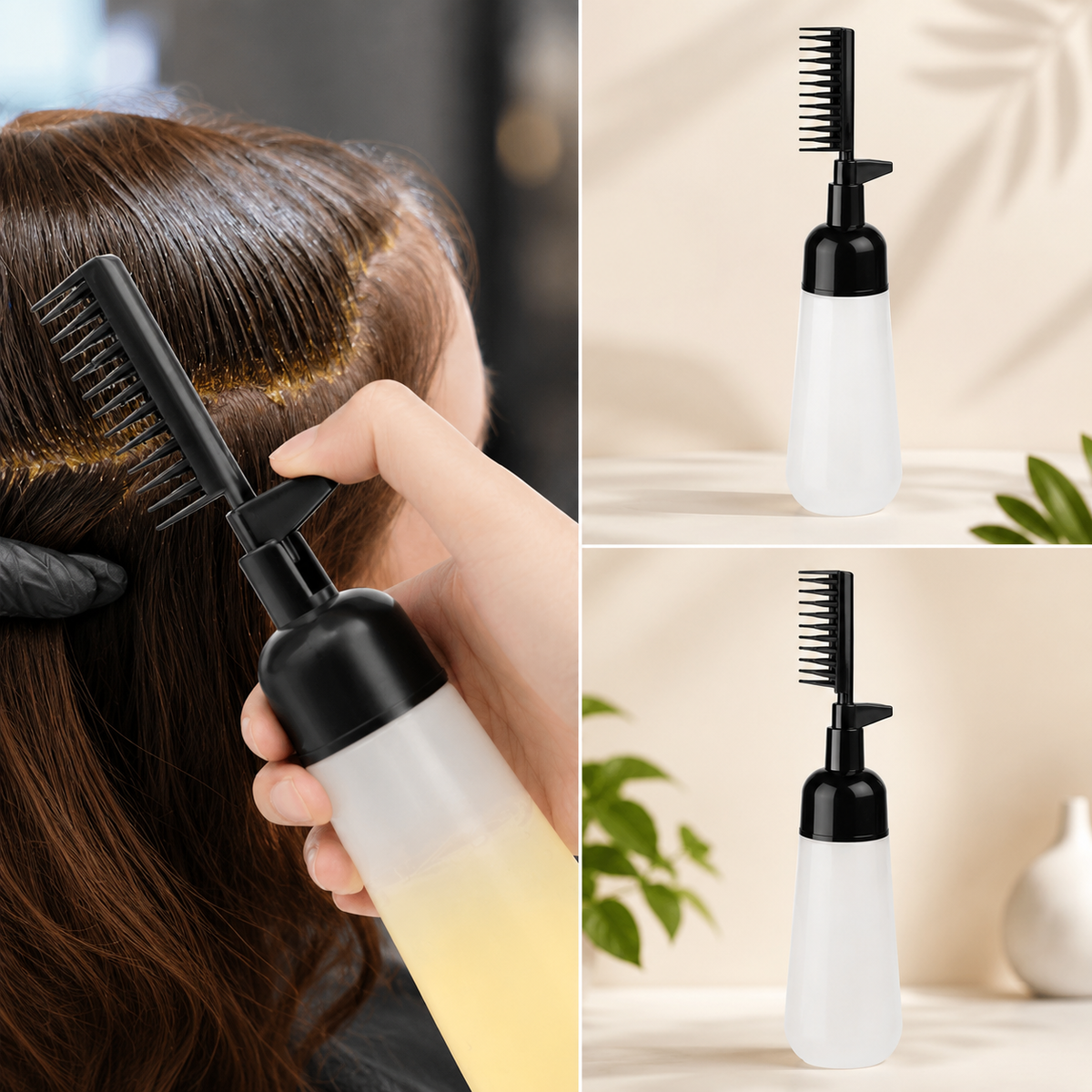 2-in-1 Hair Applicator Bottle with Comb | Root Comb Hair Oil & Hair Dye Applicator for Scalp, Liquid Hair Care, Home & Salon Use