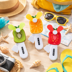 2 Handheld Fruit Fan for Kids | Portable USB Rechargeable Cooling Fan | Cute Kiwi Orange Strawberry Design | Summer Pocket Fan (Pack of 3)