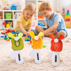 2 Handheld Fruit Fan for Kids | Portable USB Rechargeable Cooling Fan | Cute Kiwi Orange Strawberry Design | Summer Pocket Fan (Pack of 3)