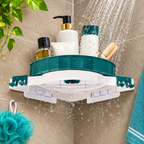 360 Degree Rotating Bathroom & Kitchen Corner Shelf | Plastic Multipurpose Wall Mount Storage Rack