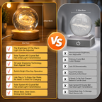 3D Galaxy Deer Crystal Ball Night Light with Engraved LED Glass Ball & Wooden Base | USB Decorative Table Lamp